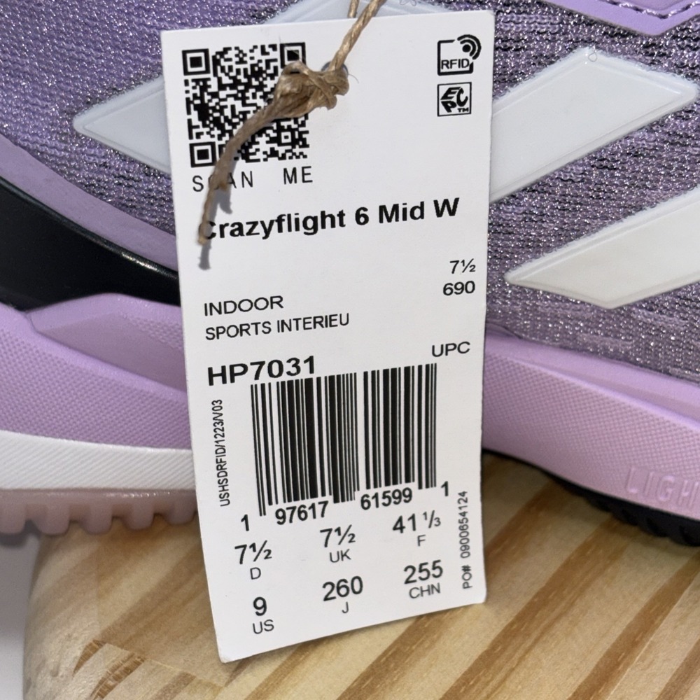 Adidas Crazyflight 6 Mid Womens Size 9 Indoor Volleyball Shoes Purple HP7031 NEW - Picture 10 of 10